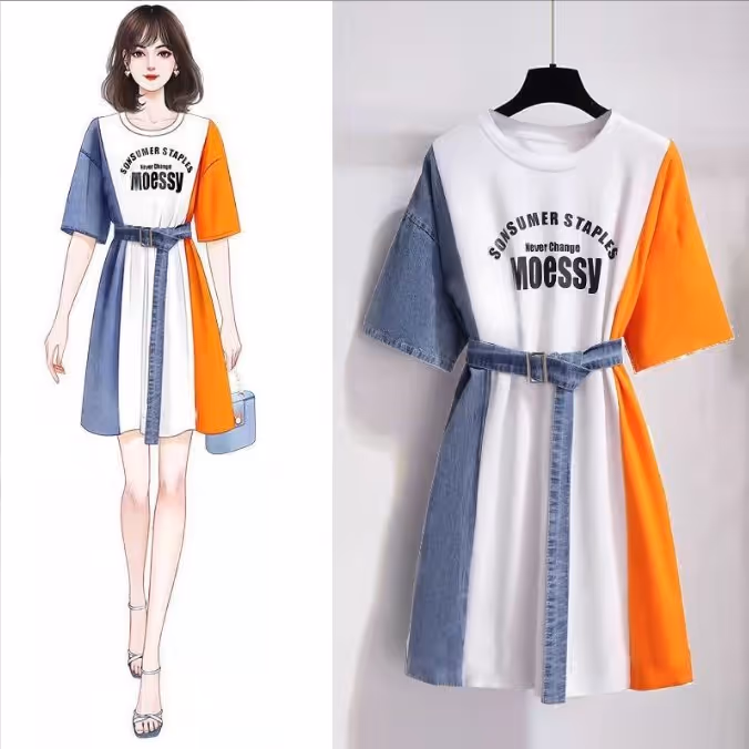 Printed patchwork T-shirt dress——💖Buy 2 pieces free shipping💖